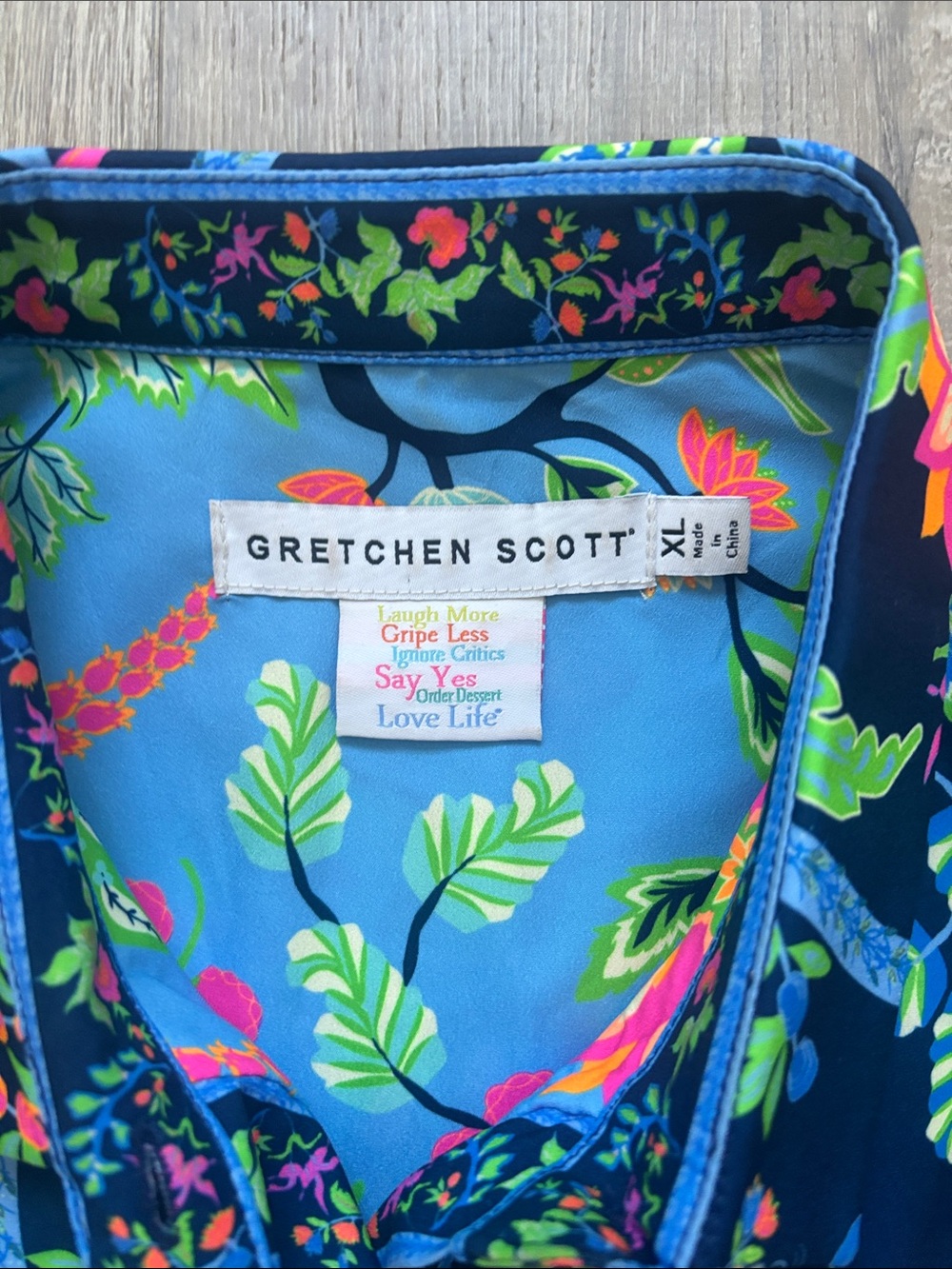 Gretchen Scott XL Navy Jungle Symphony Button-Up Top - Picture 2 of 3